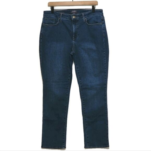 NYDJ Sheri Slim High Rise Straight Leg Blue Denim Jean Size 12P - Picture 2 of 16